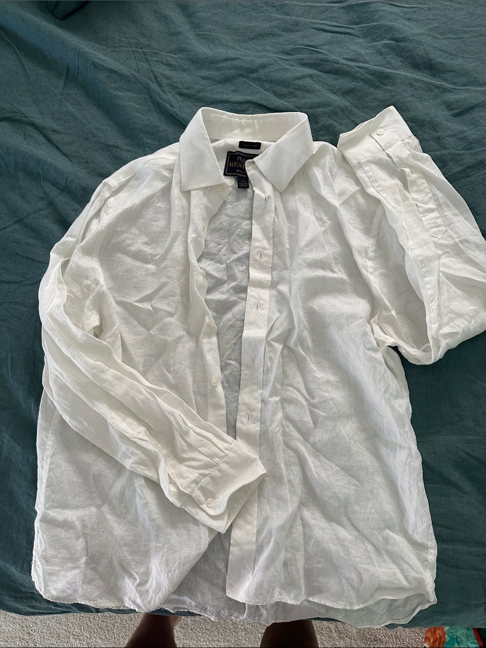 Jos. A. Bank White Linen Casual Button-Down Shirt